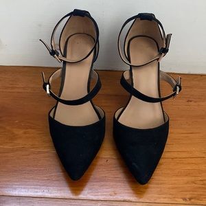 Black suede strappy heels size 6.5